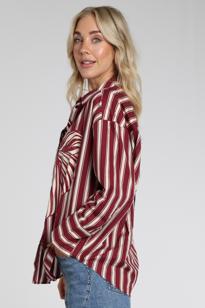 Pom Amsterdam SP9738 Beau Blouse lange mouw Rood