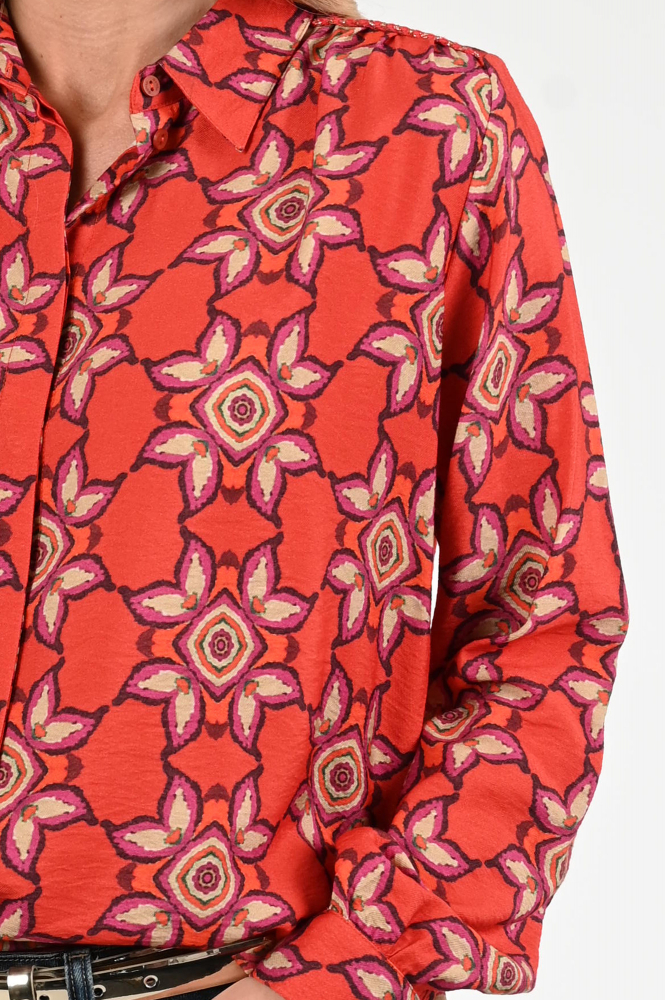 Geisha 53605-20 Blouse lange mouw Oranje