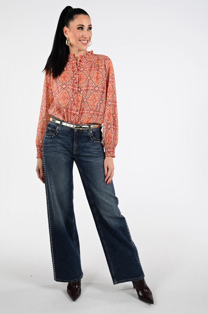 Geisha 53663-20 Blouse lange mouw Oranje