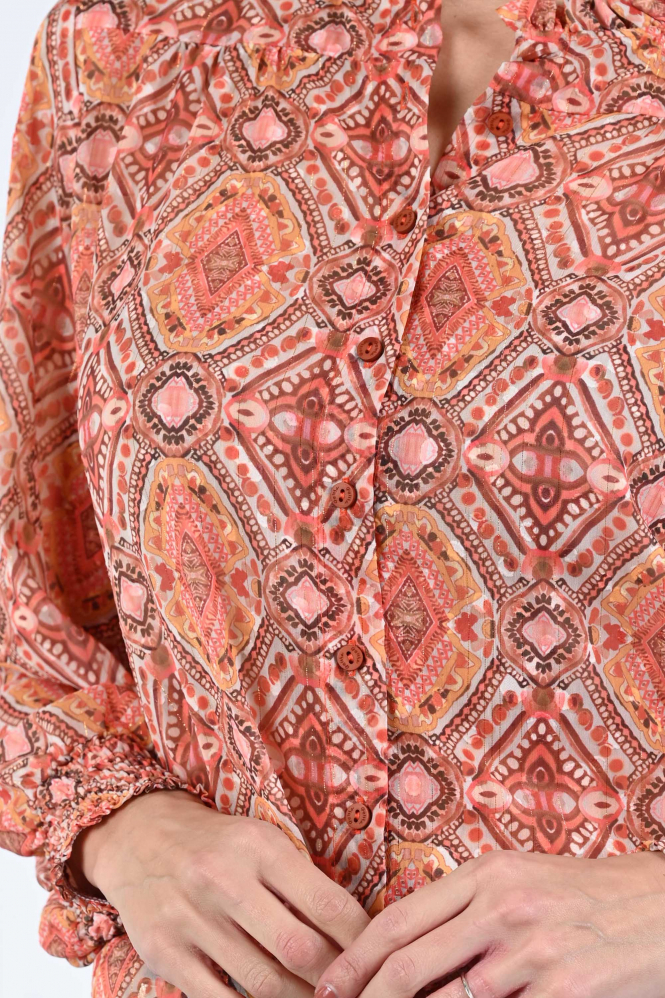 Geisha 53663-20 Blouse lange mouw Oranje