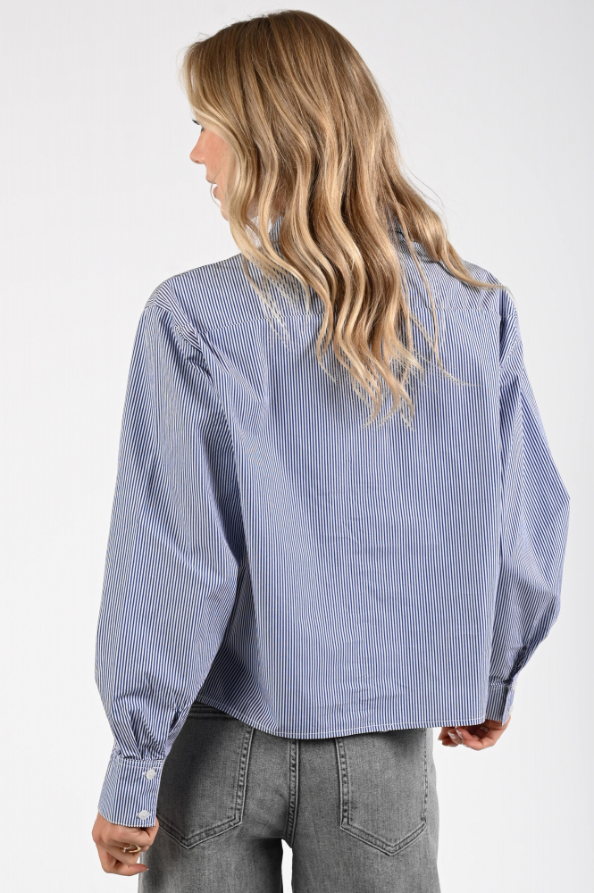 Penn & Ink W25Z794 Blouse lange mouw Blauw