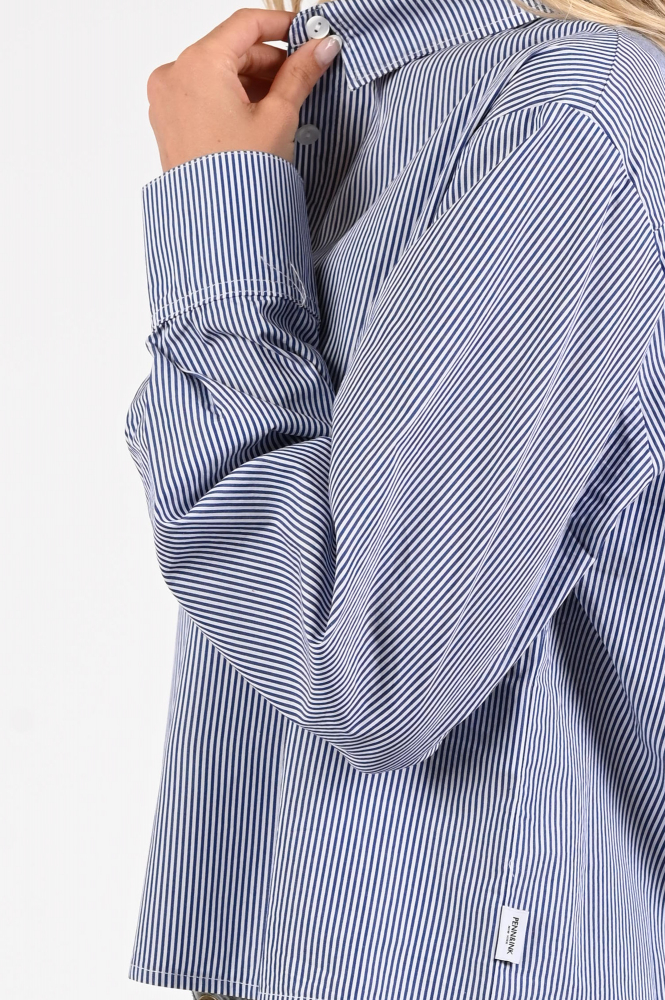 Penn & Ink W25Z794 Blouse lange mouw Blauw