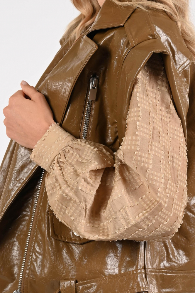 WithBlack Gilian vegan coat Gilet Bruin