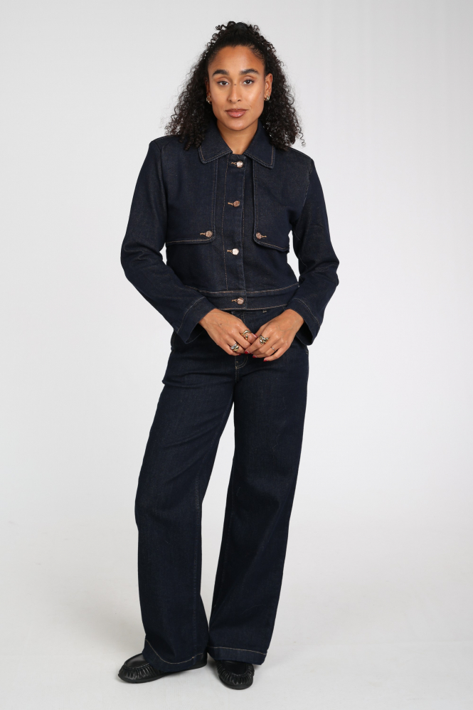 Florez zoe jacket cr0743 Jeansjasje Blauw