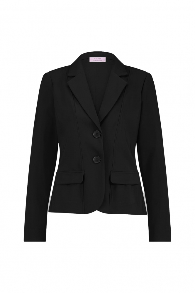 L.O.E.S. by Studio Anneloes Bright bonded blazer Blazer Zwart