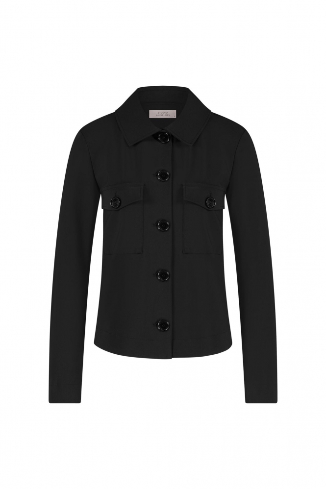 L.O.E.S. by Studio Anneloes Claire bonded jacket Blazer Zwart