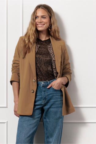 L.O.E.S. by Studio Anneloes Sofia bonded blazer  Bruin