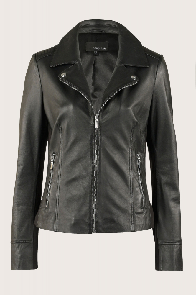 STUDIO AR by ARMA Kendall Leren blazer Zwart