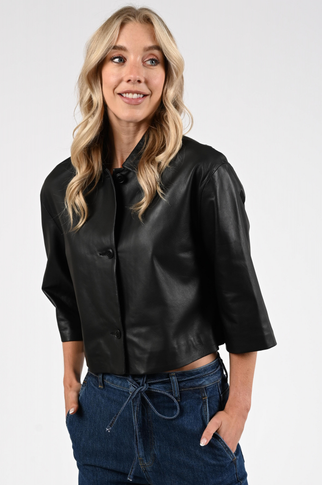 STUDIO AR by ARMA Hollis Leren blazer Zwart