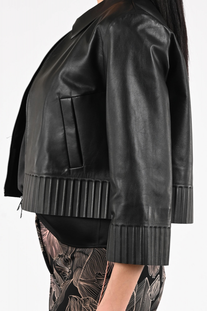 Marc Cain AC 12.04 L01 Leren blazer Zwart