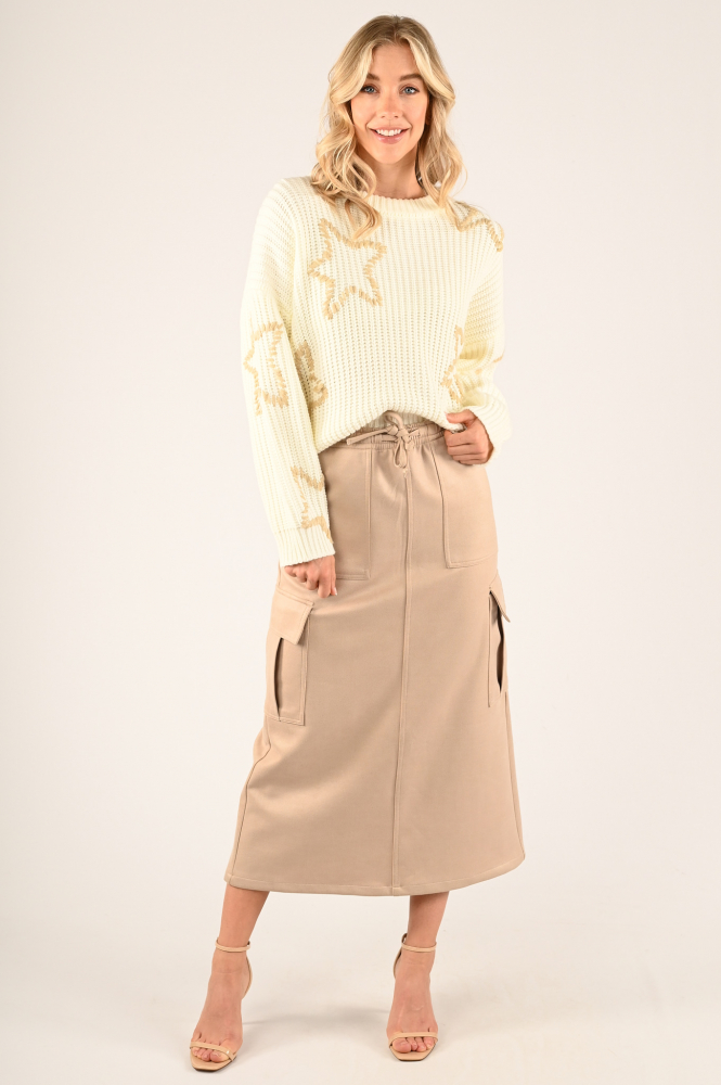 Nukus FW240715 Rok recht lang Beige
