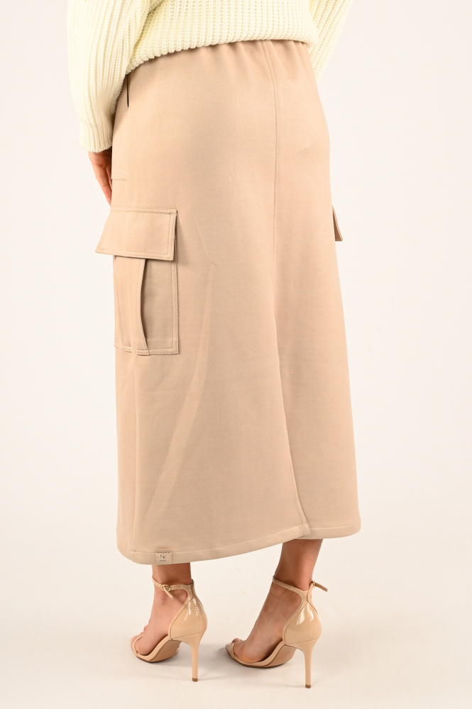 Nukus FW240715 Rok recht lang Beige