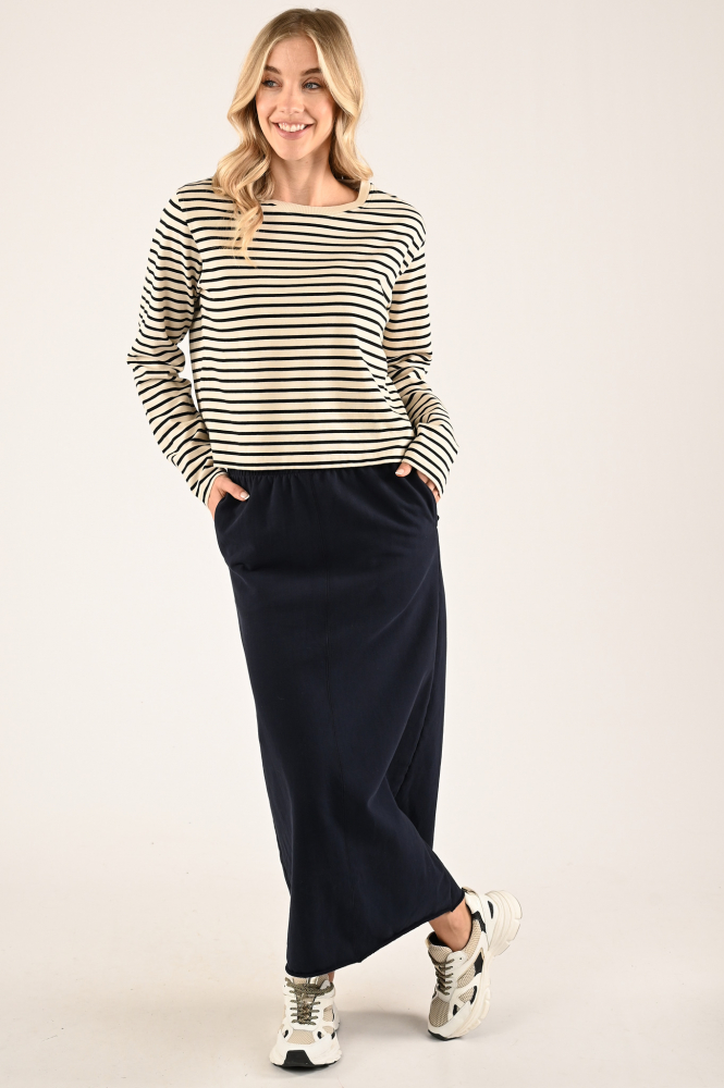 Penn & Ink W24F1503 Rok recht lang Blauw