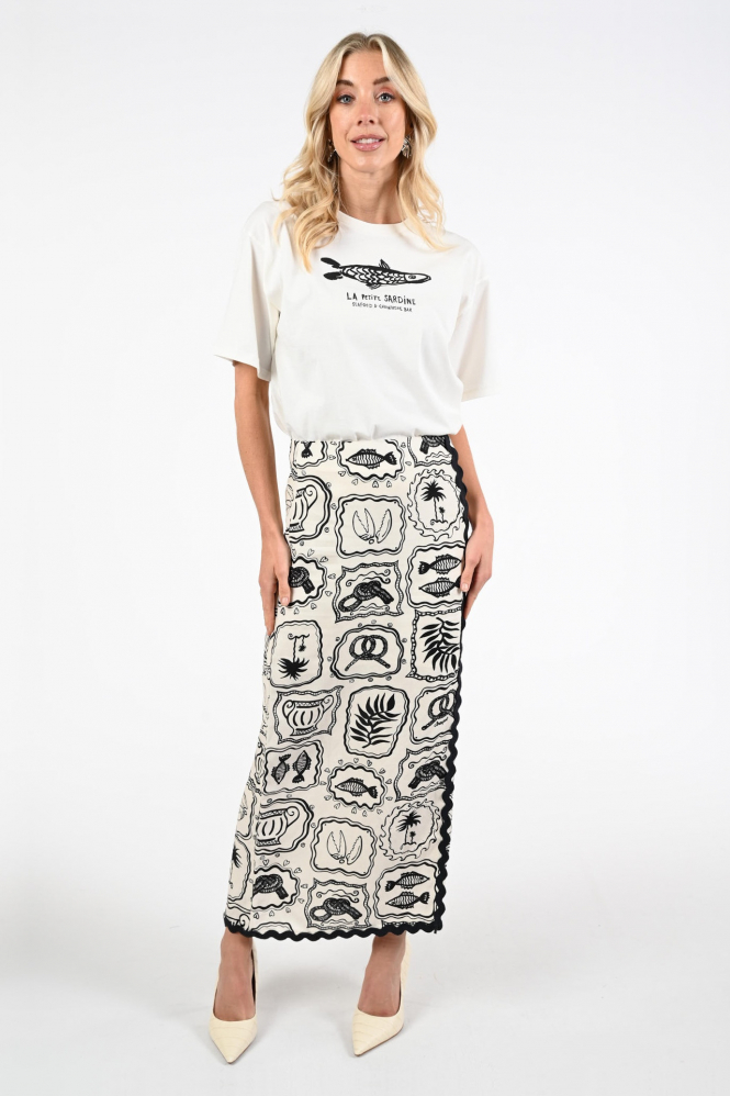 Fabienne Chapot CLTSKI23SS260234 Rok recht lang Wit