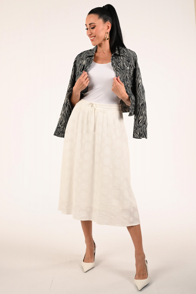 KYRA Pem-s25 Rok wijd lang Beige