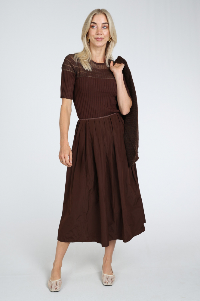 Luisa Cerano 548342-4208 Rok wijd lang Bruin