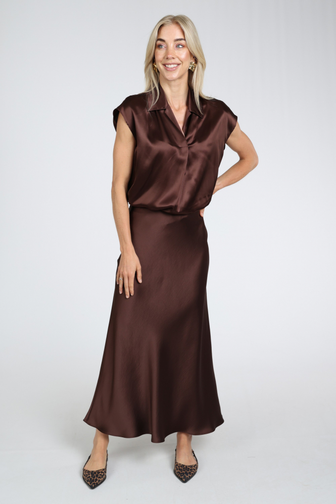 Luisa Cerano 548343-3777 Rok wijd lang Bruin