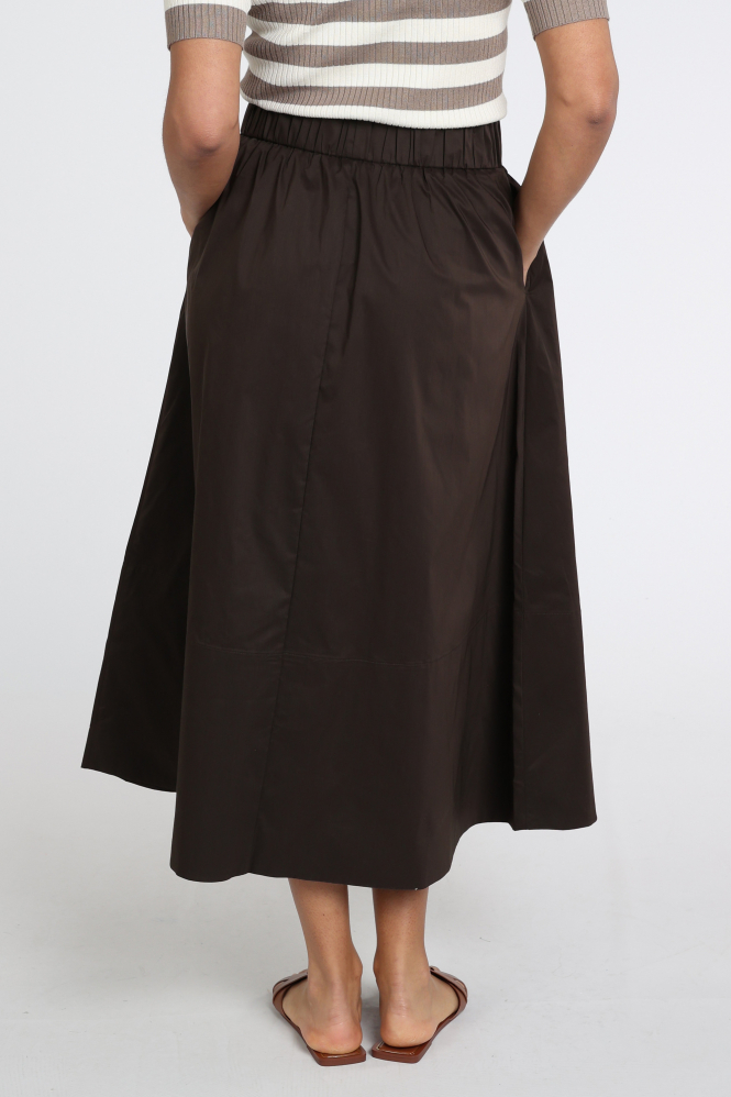 Neo Noir Yara Poplin skirt Rok wijd lang Bruin