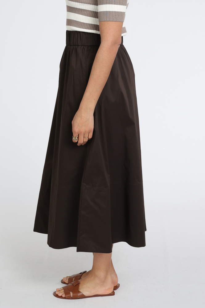 Neo Noir Yara Poplin skirt Rok wijd lang Bruin