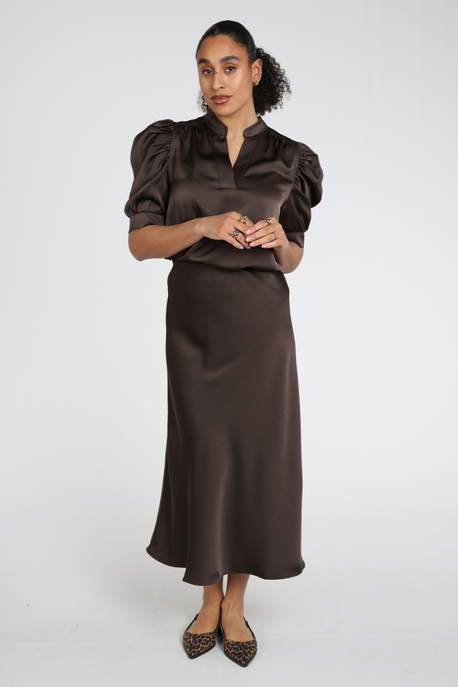 Neo Noir Bovary skirt Rok wijd lang Bruin