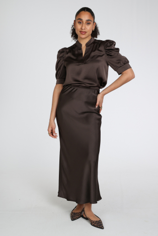 Neo Noir Vicky Heavy Sateen skirt Bruin