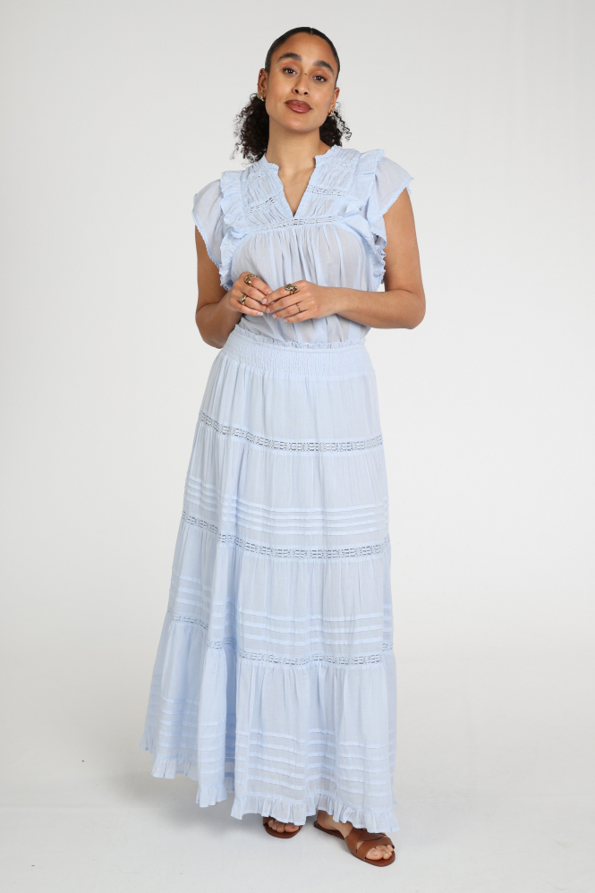 Neo Noir Felicia S Voile skirt Rok wijd lang Blauw