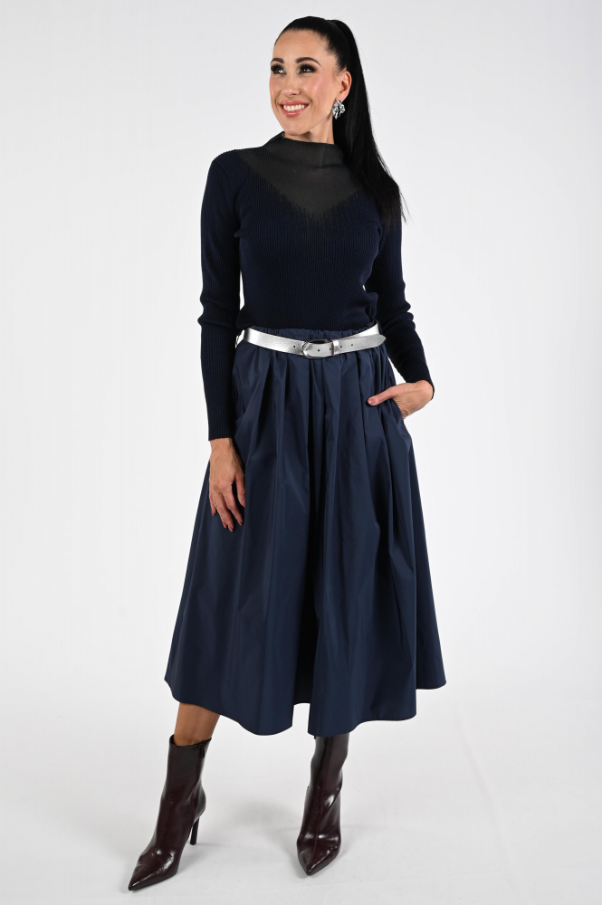 MaxMara Zarda mm10197 Rok wijd lang Blauw