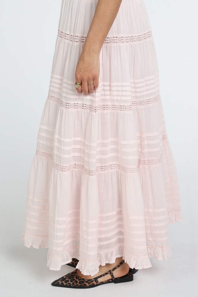 Neo Noir Felicia S Voile skirt Rok wijd lang Roze