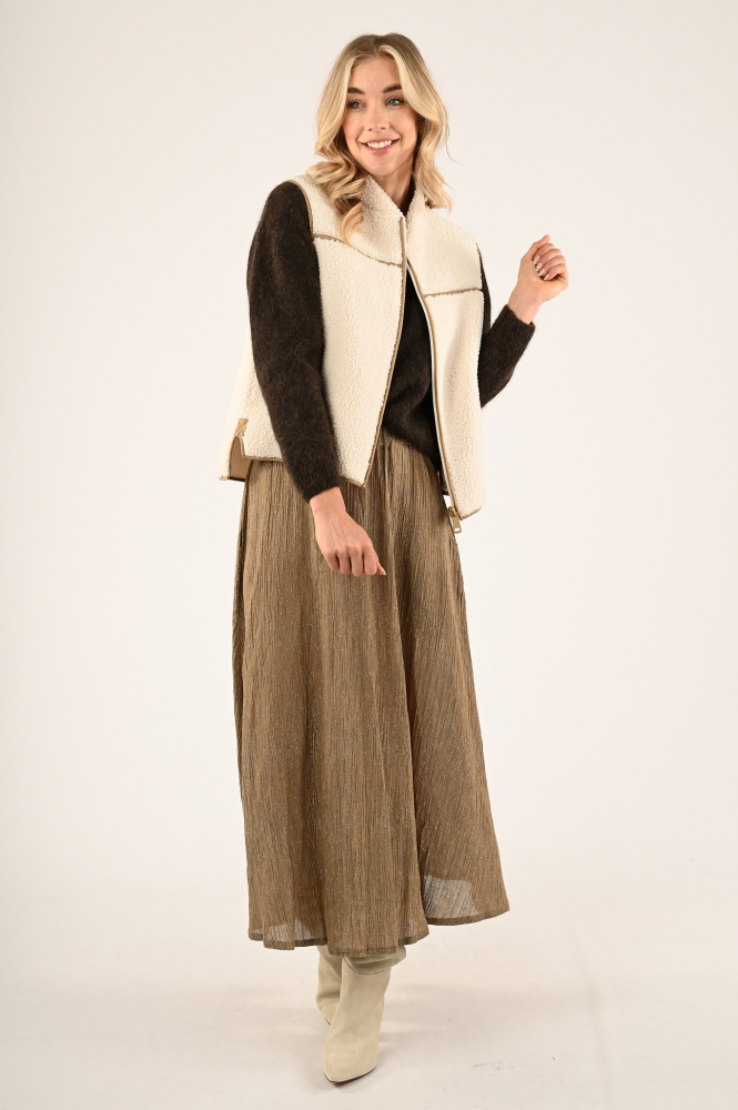 By-Bar juta lurex skirt Rok wijd lang Geel