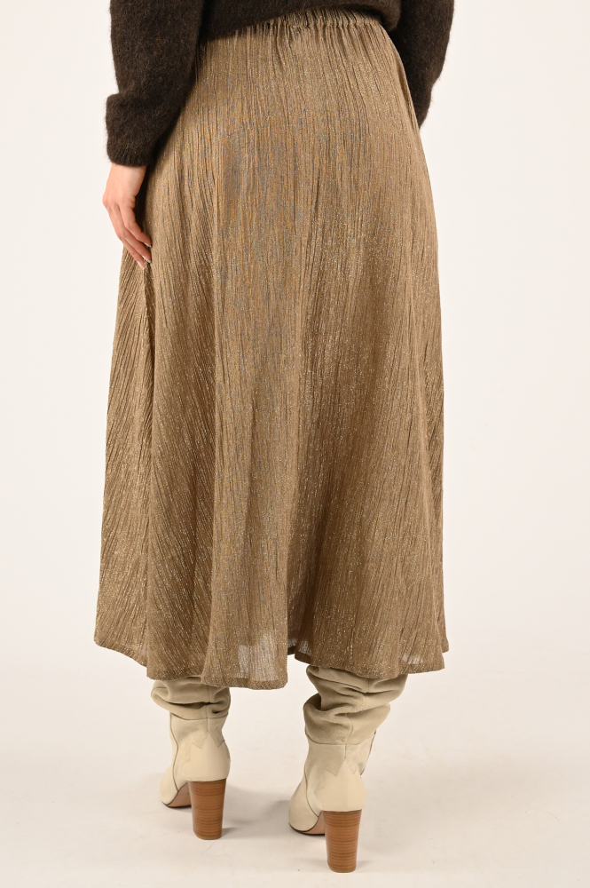 By-Bar juta lurex skirt Rok wijd lang Geel