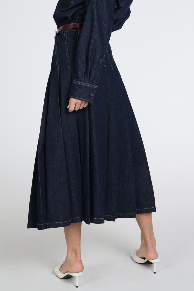 MaxMara Dovale mm10510 Rok wijd lang Blauw