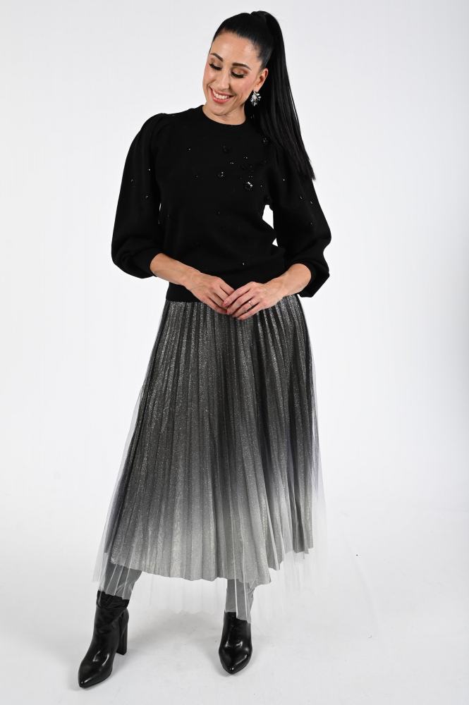 Co'couture Glitter skirt Plooirok Zilver