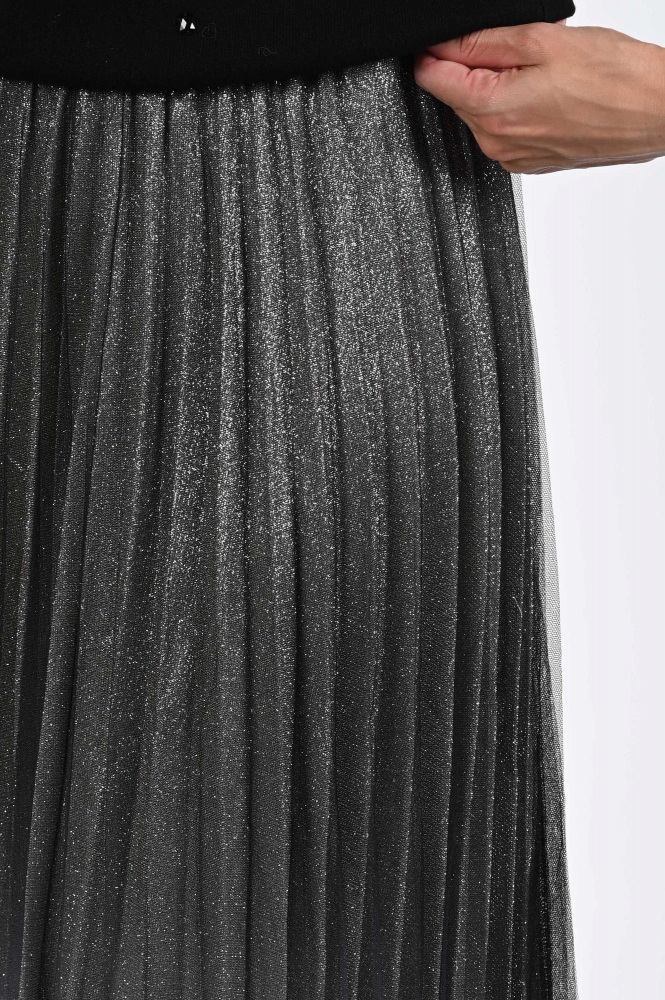 Co'couture Glitter skirt Plooirok Zilver