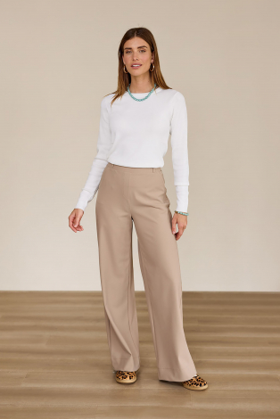 L.O.E.S. by Studio Anneloes Lexie bonded trouser Beige