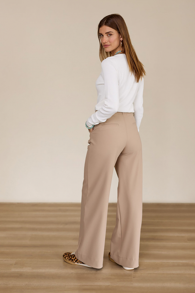 L.O.E.S. by Studio Anneloes Lexie bonded trouser Broek Beige