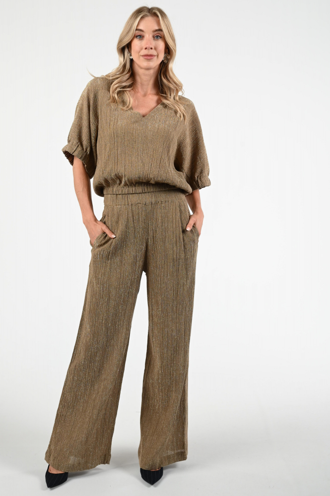 By-Bar Benji lurex pants Broek Goud