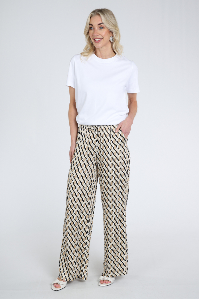 Rosner Mara wide leg easy Broek Beige