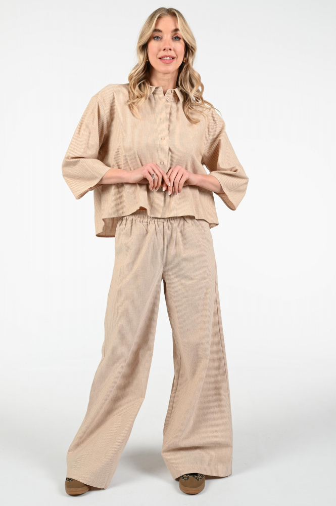 By-Bar Randy stripe Broek Beige