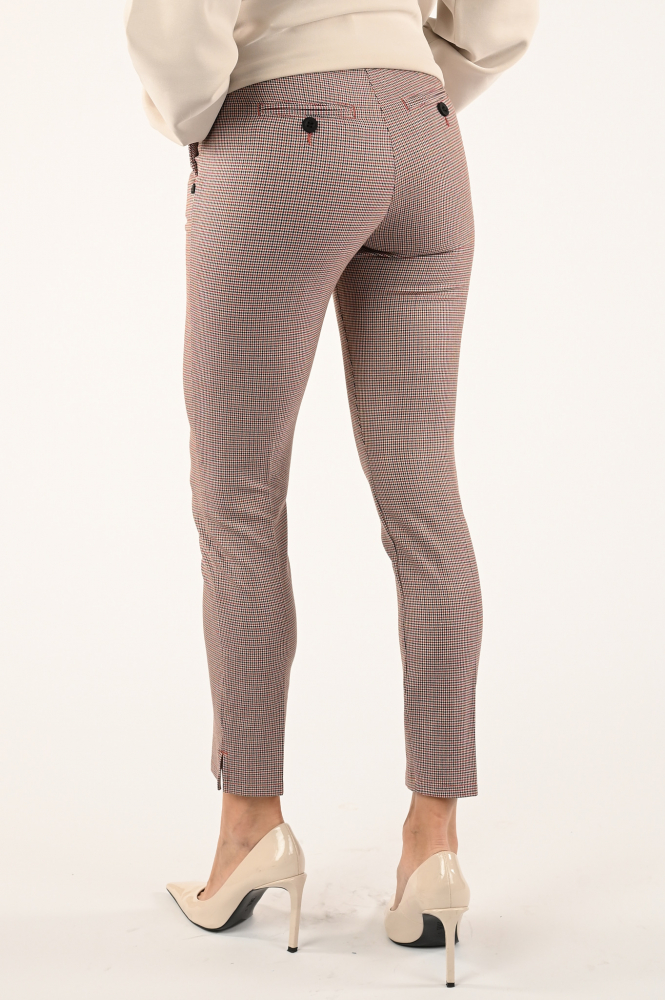 NickJean Sandy Check Split Chino Rood