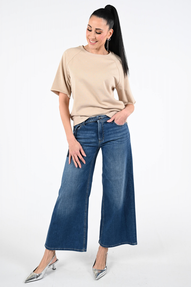Cambio palazzo cropped Jeans Blauw