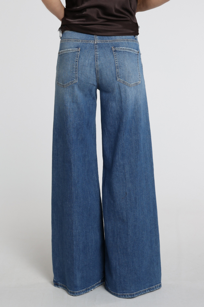 Cambio Palazzo Flare 9154x13800 Jeans Blauw