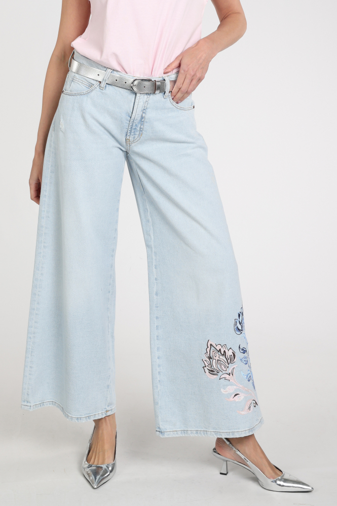Cambio Palazzo cropped Jeans Blauw