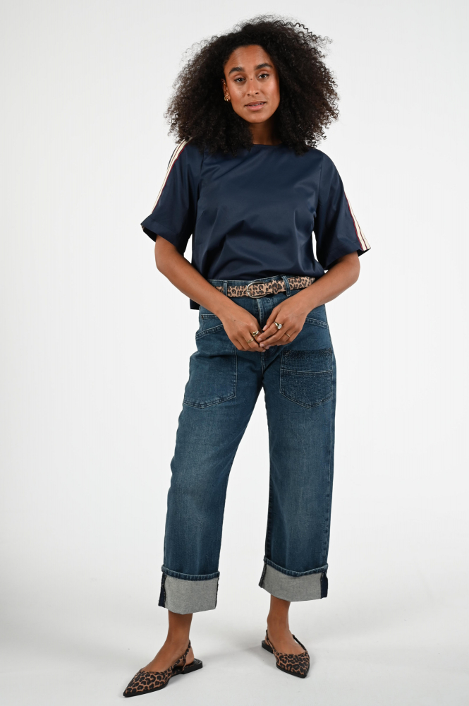 Mac Baggy glitter Jeans Blauw