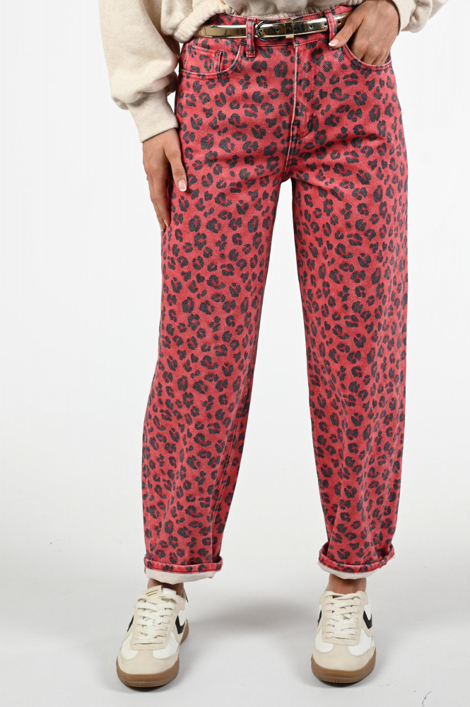 By-Bar Lew red cheeta Coloured jeans Rood