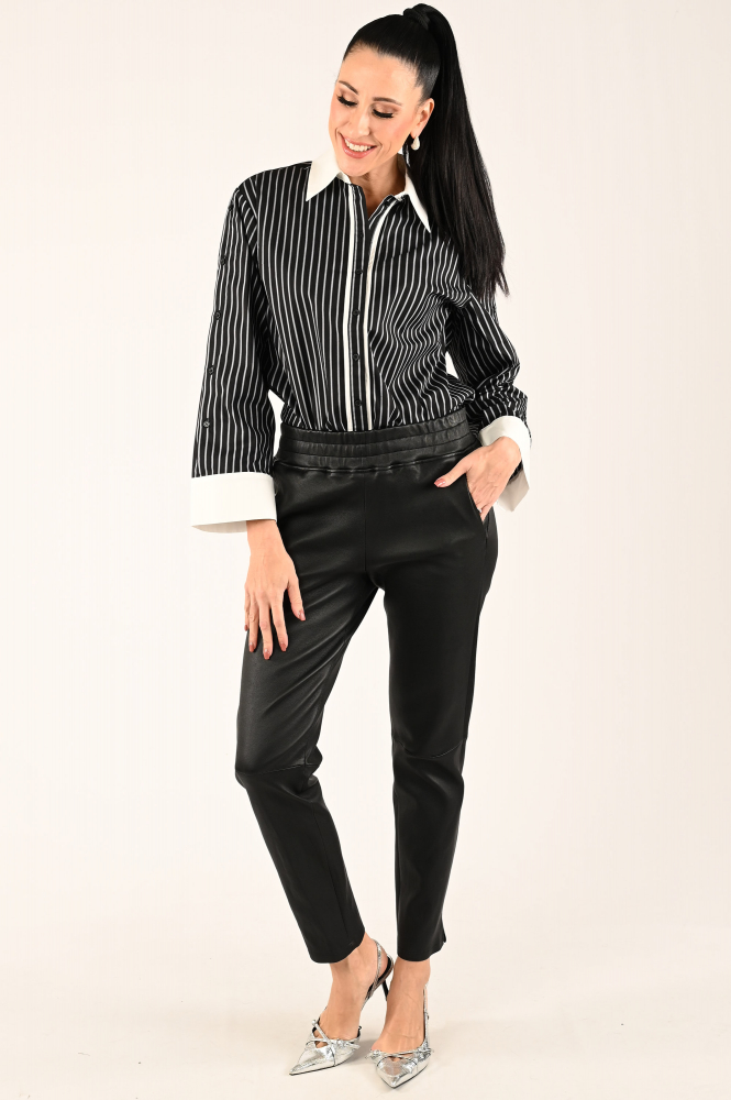 STUDIO AR by ARMA Noa Leren broek Zwart