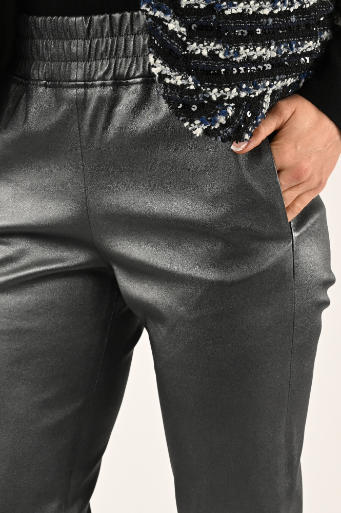 STUDIO AR by ARMA Noa stretch Leren broek Grijs