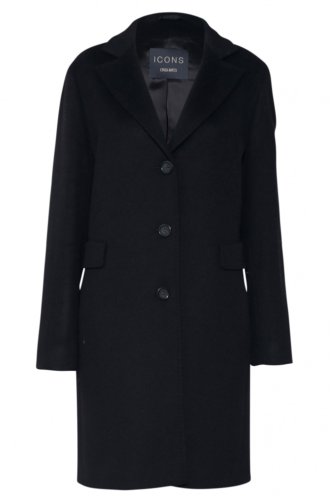 Mode Jassen Wollen jassen Cinzia Rocca Wollen jas zwart geruite print casual uitstraling 